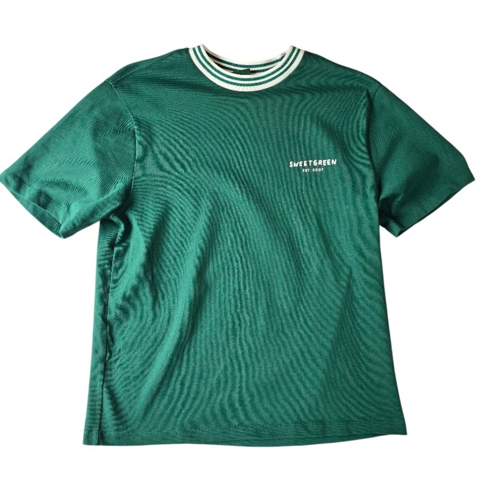 Sweetgreen Kotn T-Shirt Womens S Green Ringer Neck Gorpcore Nature Sustainable